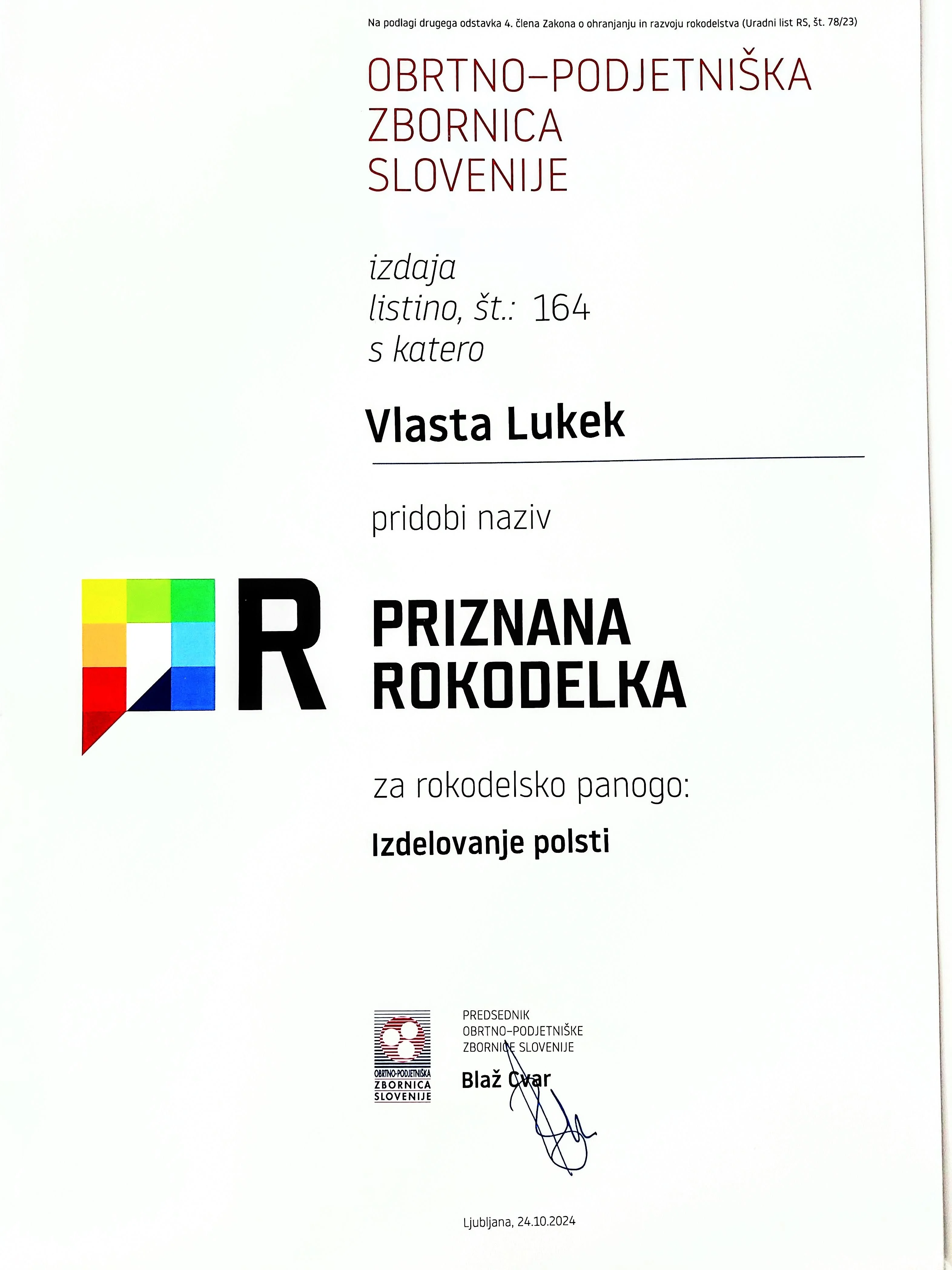 Naziv PRIZNANA ROKODELKA Gospodarske zbornice Slovenije